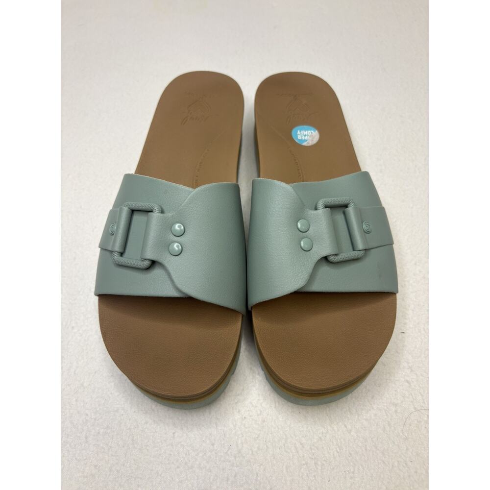 Reef Horizon Hi Women's size 10 Teal Green Platform Buckle Slides